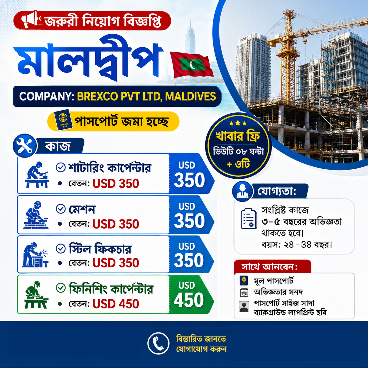 শাটারিং কার্পেন্টার নিয়োগ বিজ্ঞপ্তি